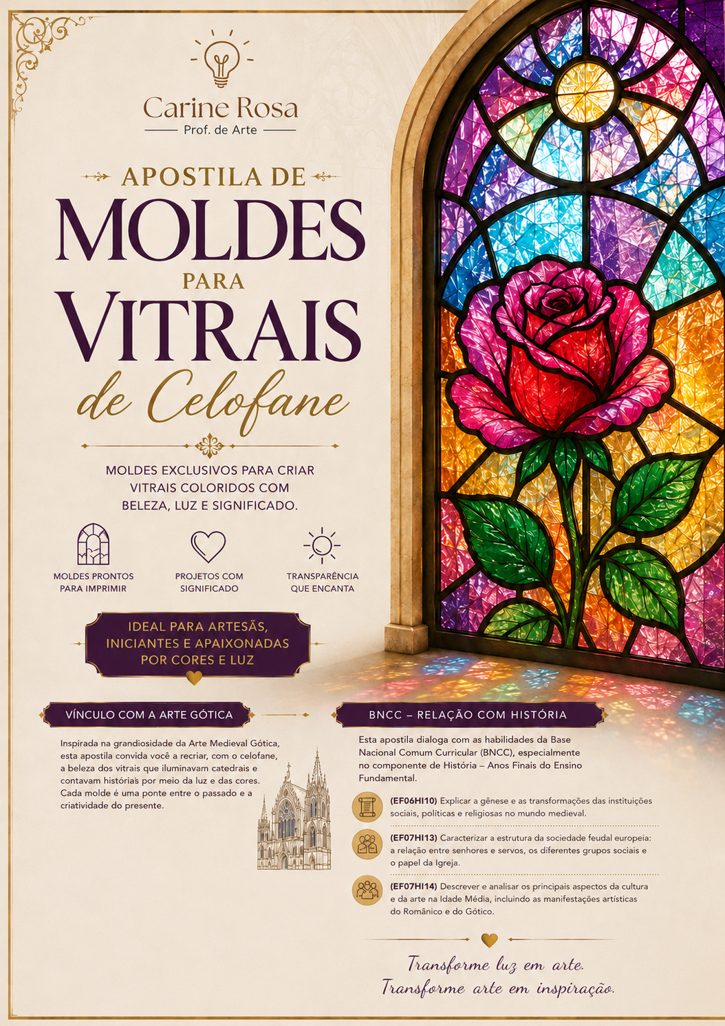 Capa da apostila Moldes para Vitrais de Celofane, de Carine Rosa